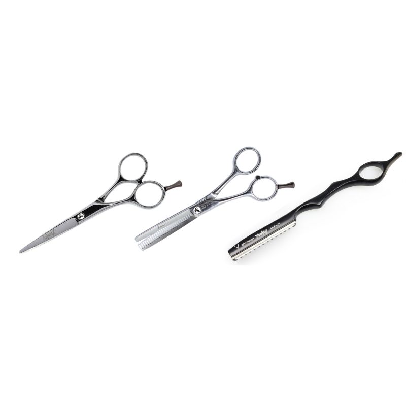Kit de Coupe pour gaucher ciseaux + sculpteur + rasoir Ysaky