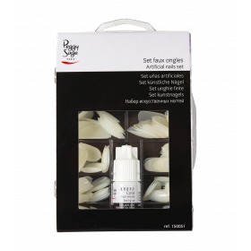 Set 200 faux ongles neutres + colle 150051