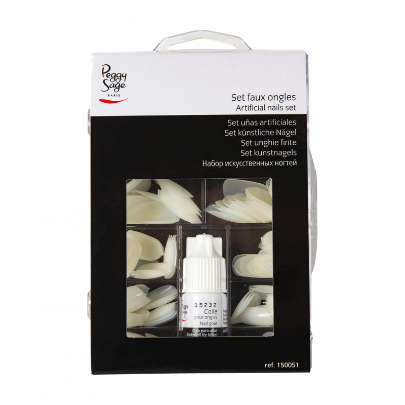 Set 200 faux ongles neutres + colle 150051
