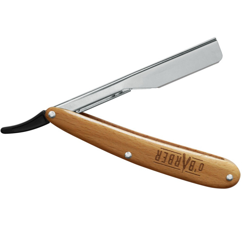 Rasoir de barbier avec manche en bois