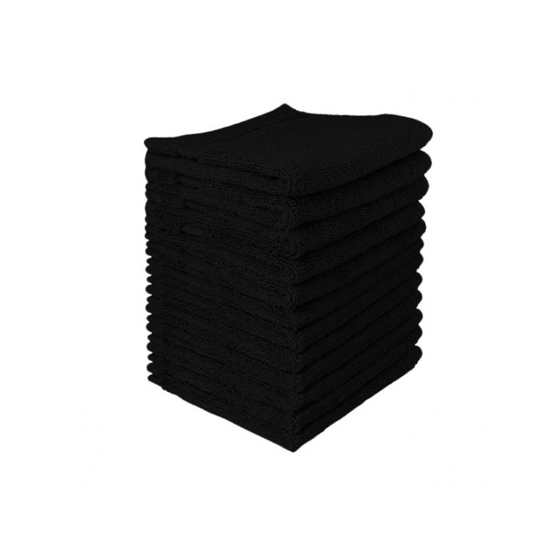 Serviettes éponge Très Grand Teint Noires  (la douzaine)