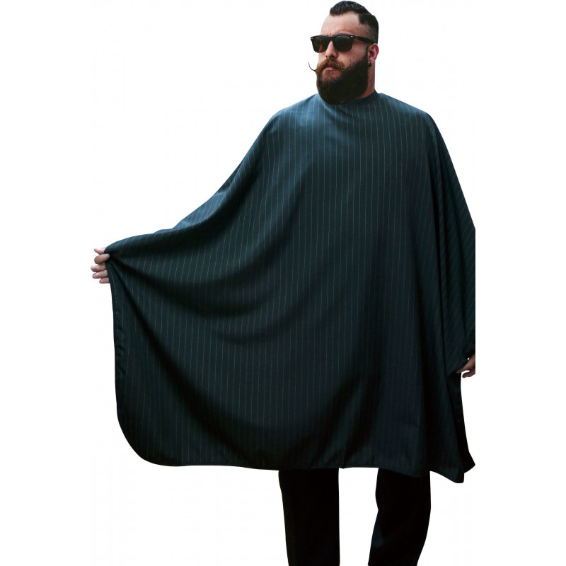 Cape homme noire à fines rayures blanches espacées
